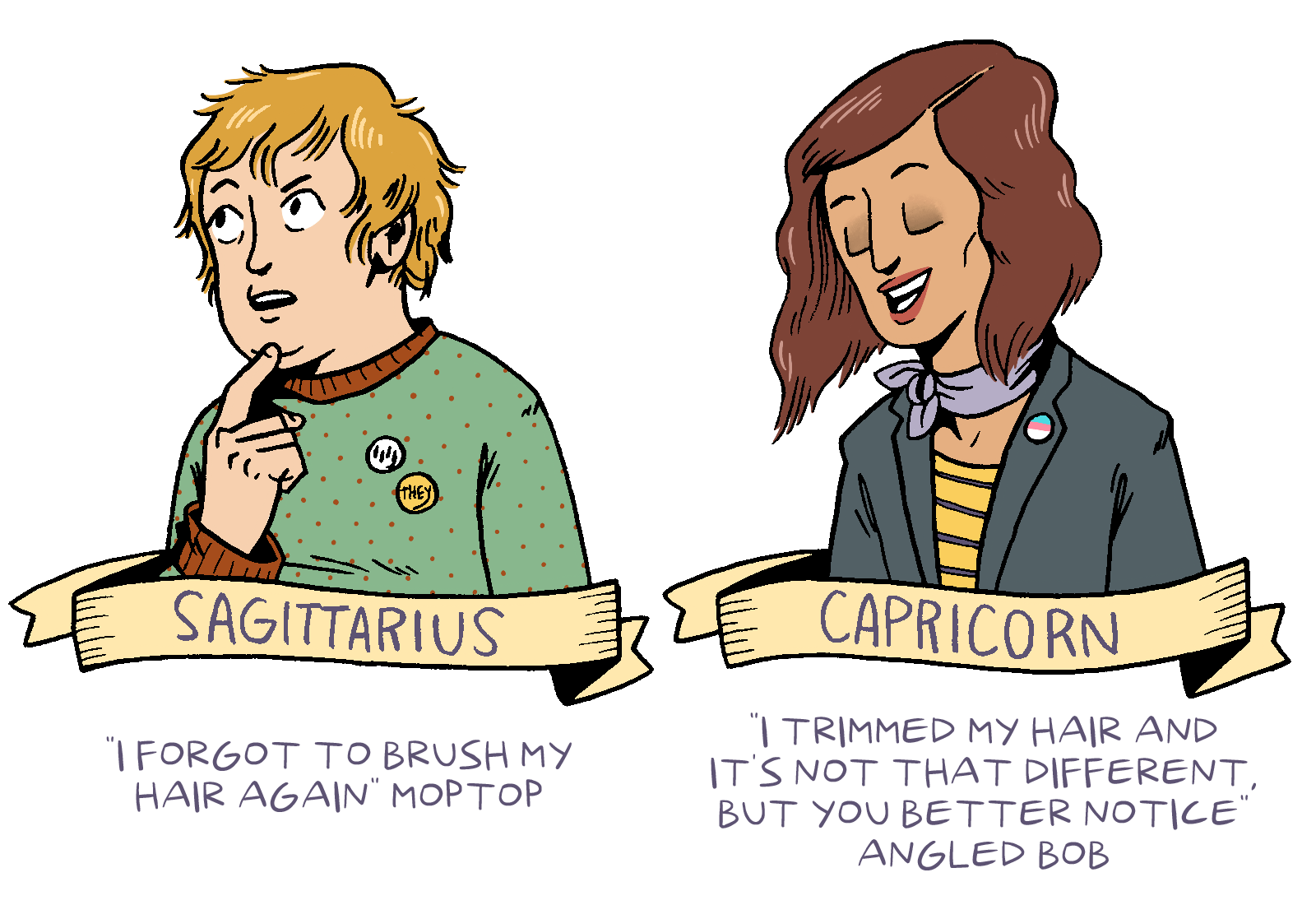 Astrological Signs as Classic Queer Haircuts , by Shelby